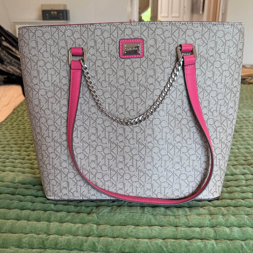 Calvin Klein Tote Bag - Gray with Pink Accents
